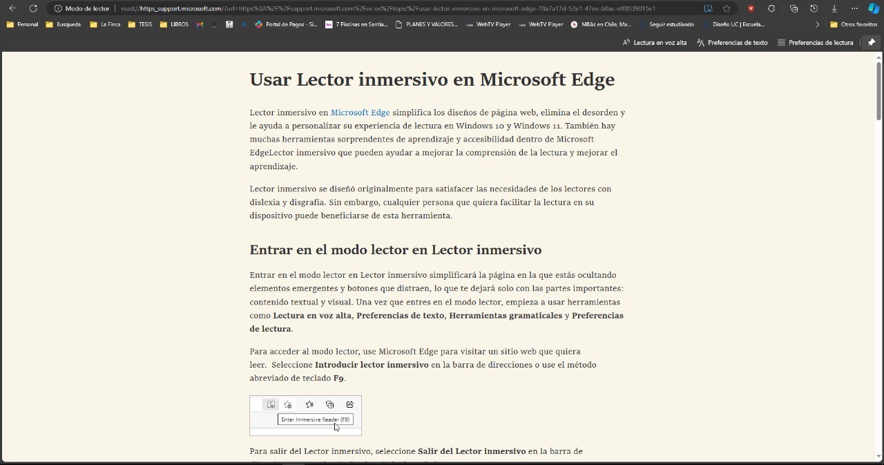 Modo Lector - Lector Inmersivo - Microsoft Q&A