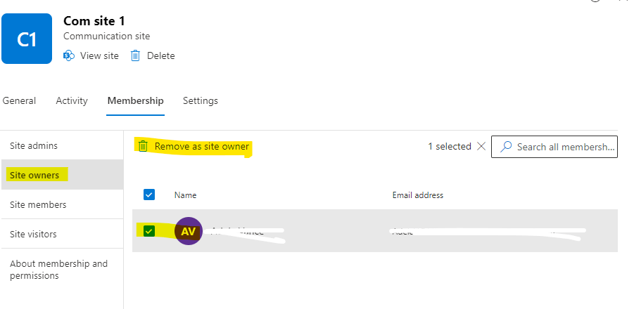 How to change the site owner displayed on the share point? - Microsoft Q&A