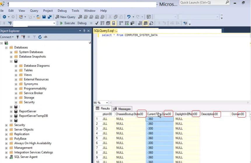 SCCM Database Table Columm Computer_System_Data has Suffixes 