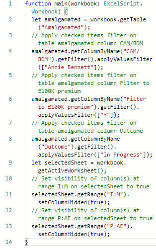 Using office scripts in excel - Microsoft Q&A