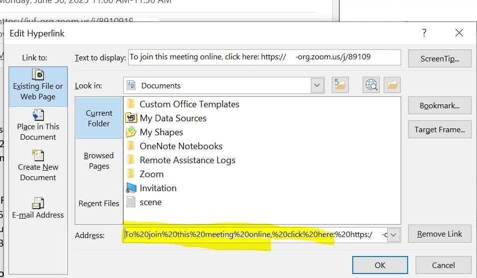 What Outlook sent