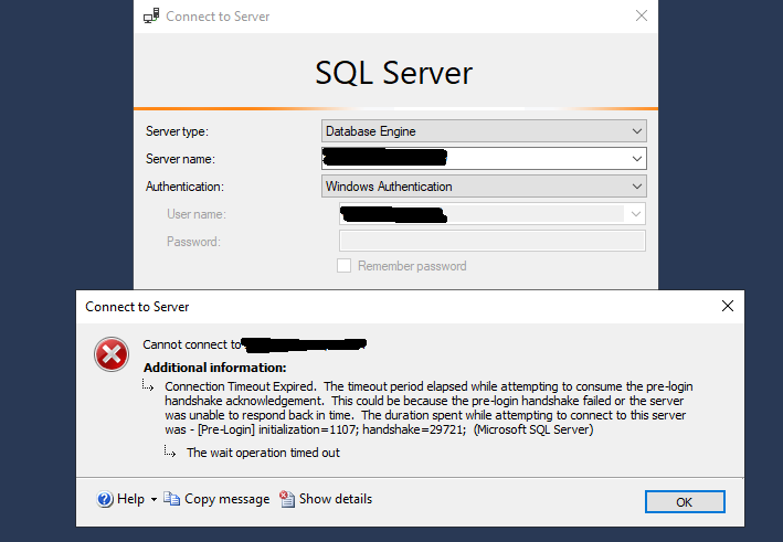 unable-to-connect-on-prem-sql-server-outside-the-local-server-getting-connection-timeout-expired