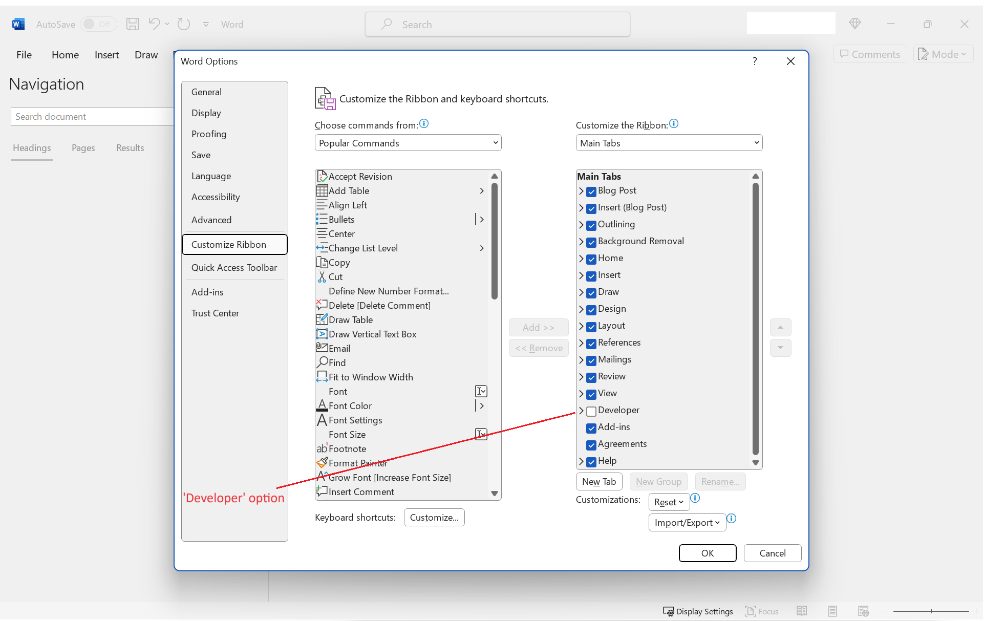 Can't customise ribbon in Word. - Microsoft Q&A