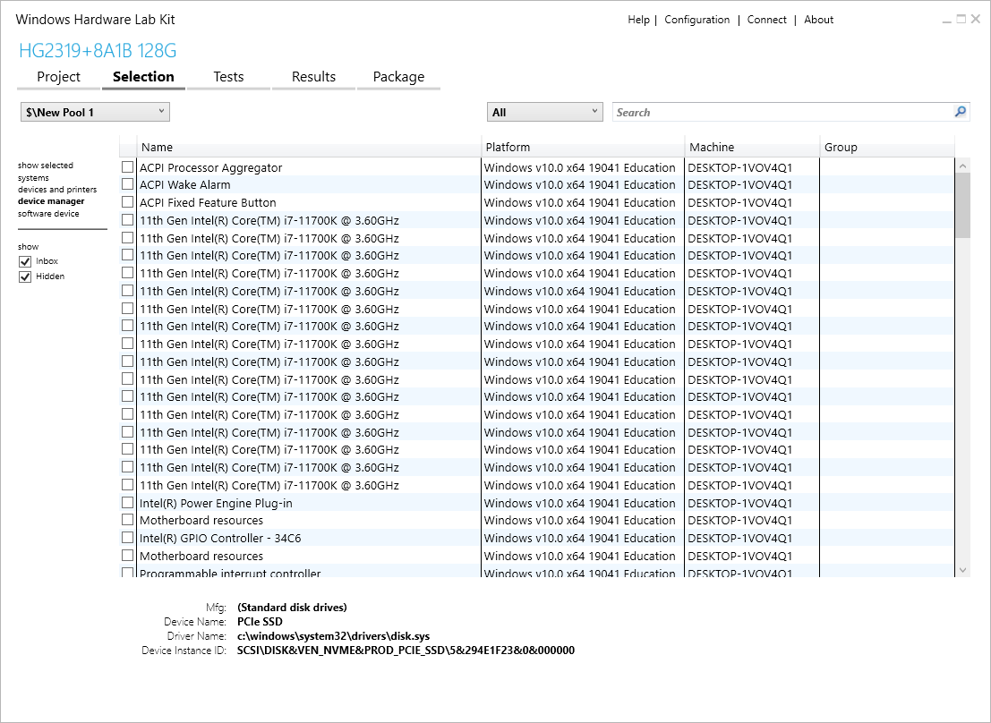USB WHCK，which targets to choose？ Microsoft Q&A