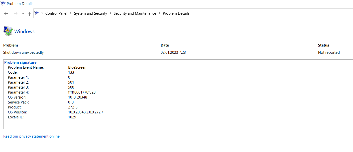 Windows Server 2022 BSOD FAILURE_BUCKET_ID 0x133_DPC_IPMIDrv!KCSDpc