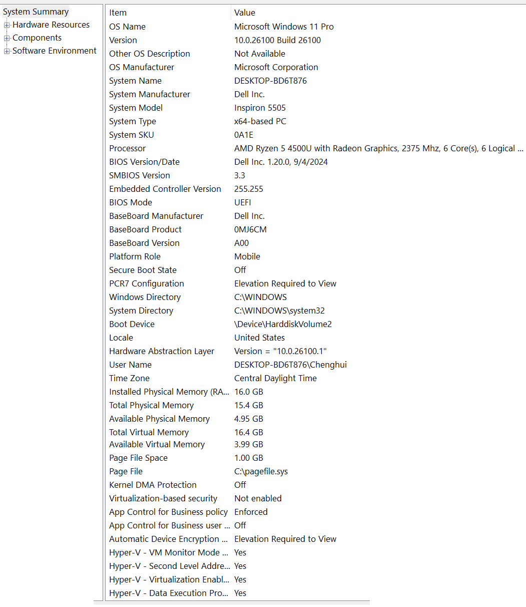 system summary