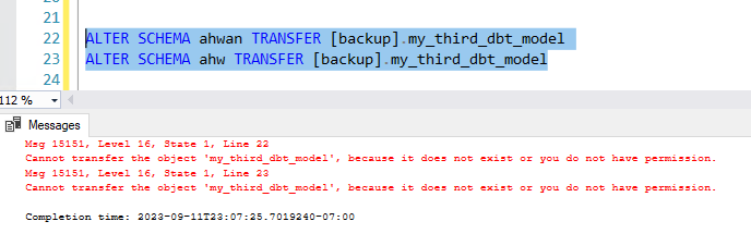 How do I ALTER an Schema Owned by Another User? Without a dbo Role ...