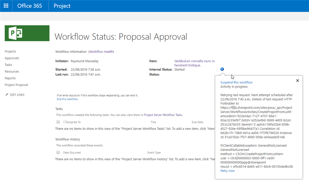 Workflow error in Sharepoint Online - Microsoft Q&A