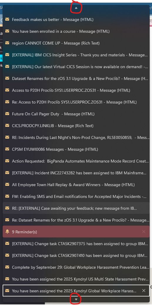 How can I restore the missing scroll bar from the Outlook open email ...