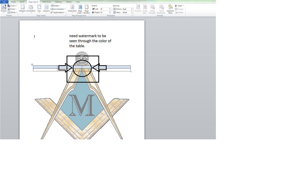 table color blocking watermark - Microsoft Q&A