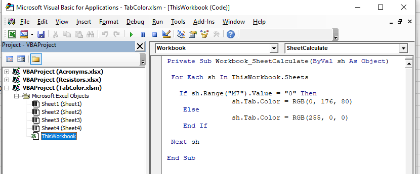 Change TAB Color based on CELL Value - Microsoft Q&A