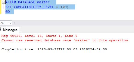 Changing the Azure SQL db master db compatability level - Microsoft Q&A