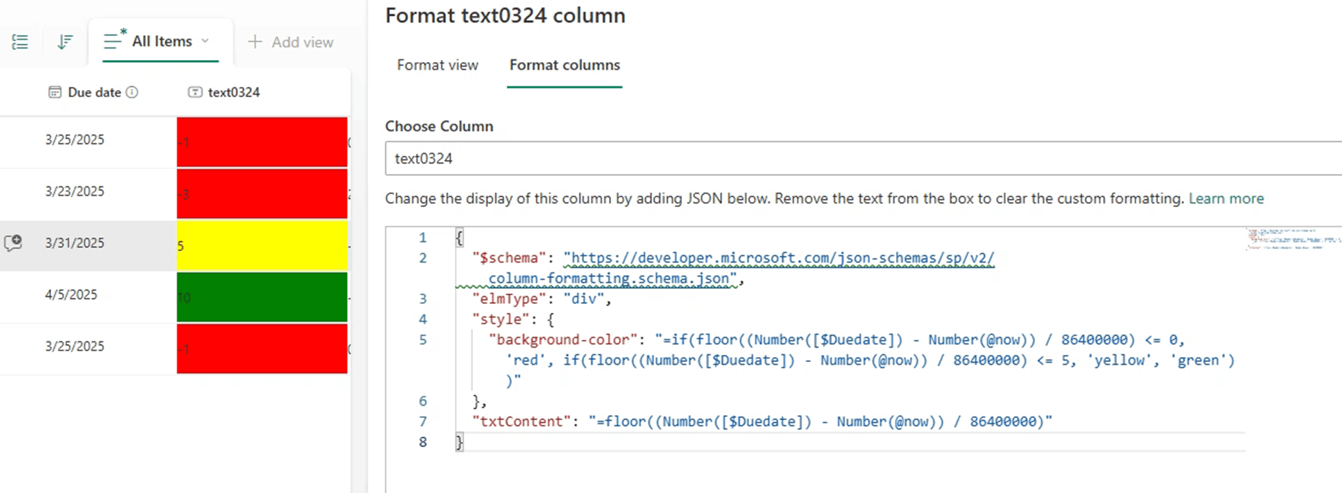 Days remaining column based on the due date colum - Microsoft Q&A