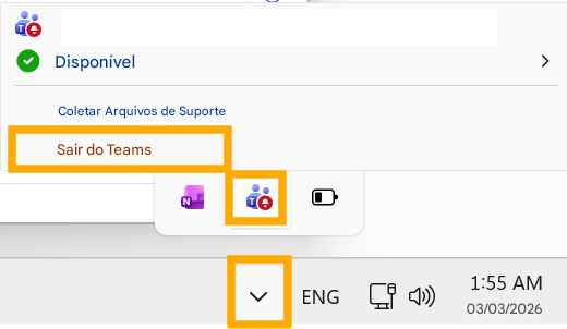 Disponível>Coletar Arquivos de SuporteSair do TeamsNENG1:55 AM03/03/2026