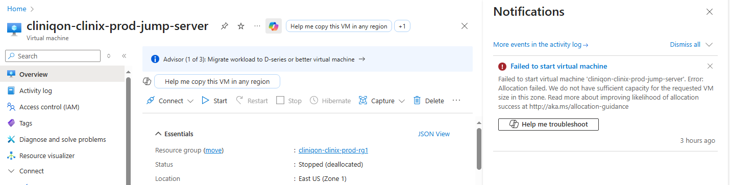 I can't be able to start my virtual machine - Microsoft Q&A
