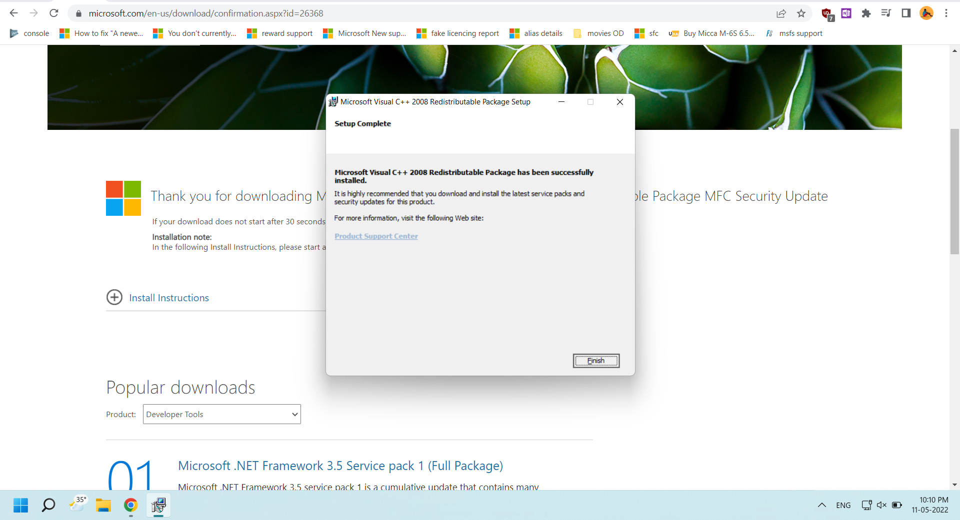 how to install visual c++ runtime 2008 SP1 64bit - Microsoft Q&A