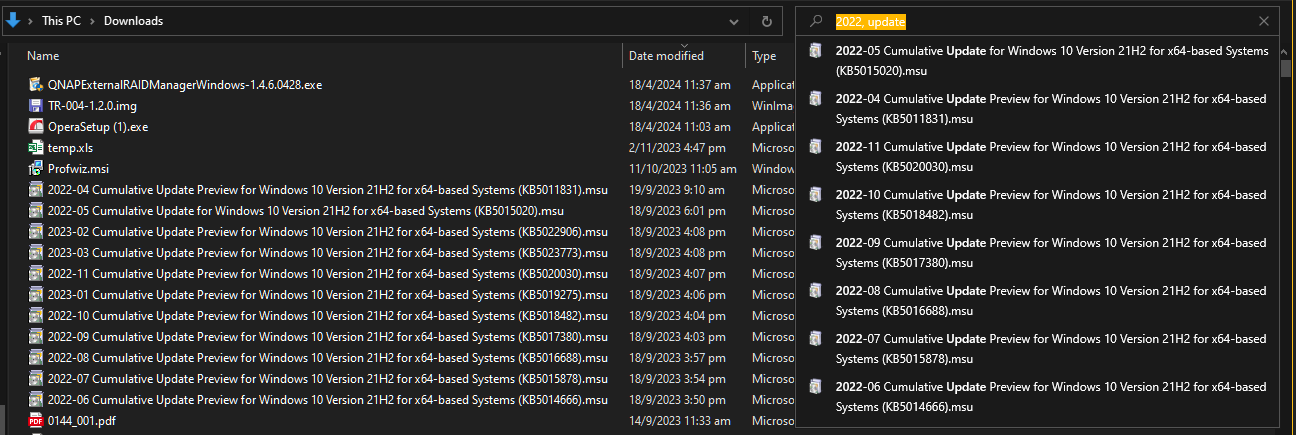 File Explorer: how can i search for a file by two nonconsecutive words ...