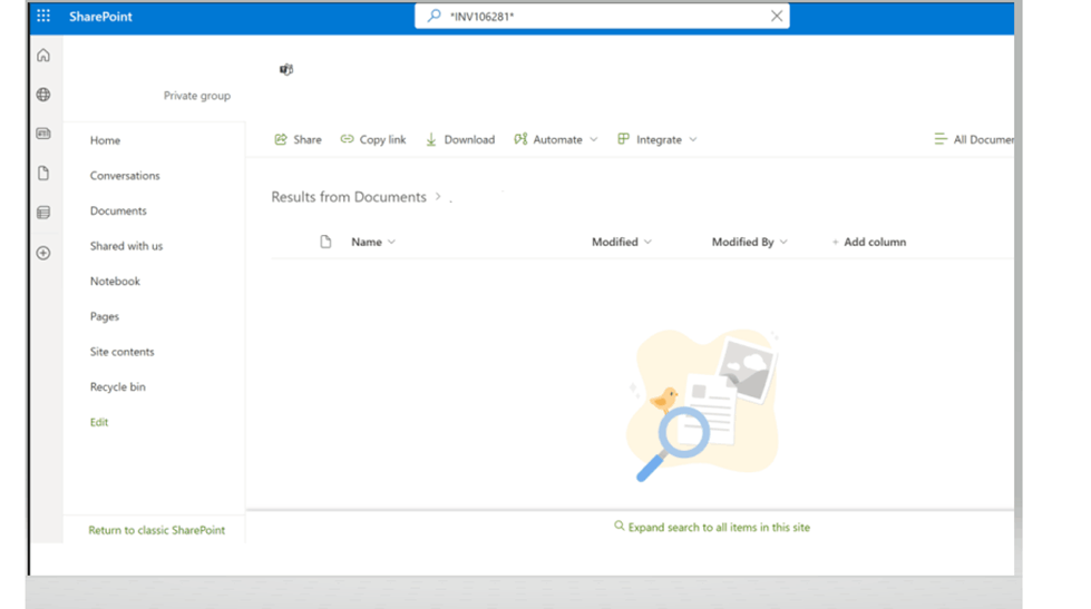 Issues with Sharepoint search for files not working - Microsoft Q&A