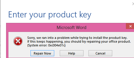 Error activating product key for Microsoft Office 15 - Microsoft Q&A