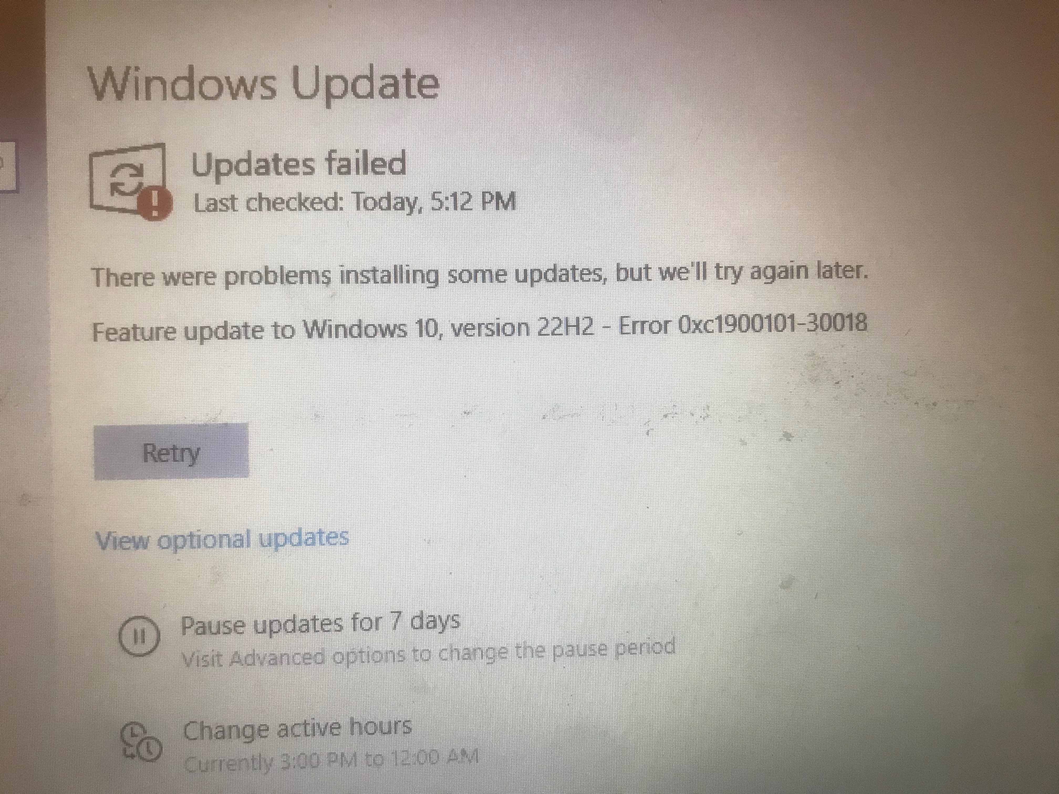 Error updating windows 10 - Microsoft Q&A