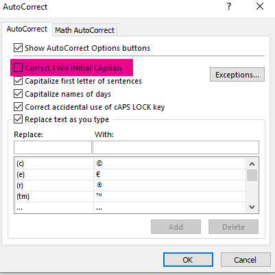 How to turn off Auto-Correct/Lowercase for Plural Abbreviations/Words ...