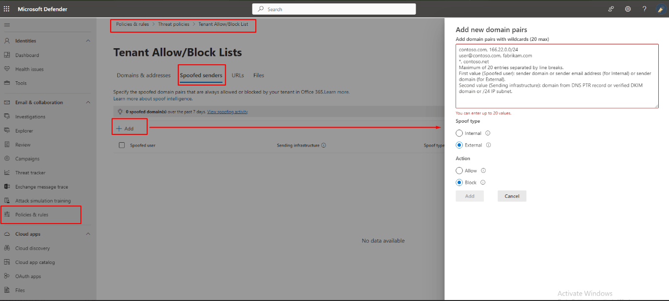 Whitelist for alternate external emails where the user is protected ...