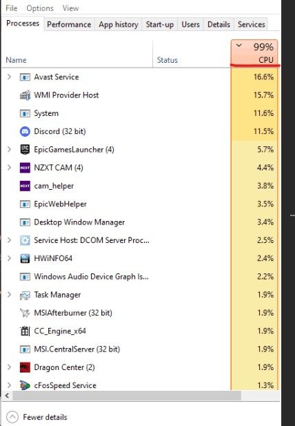 Task Manager reporting 100% CPU Usage - Microsoft Q&A