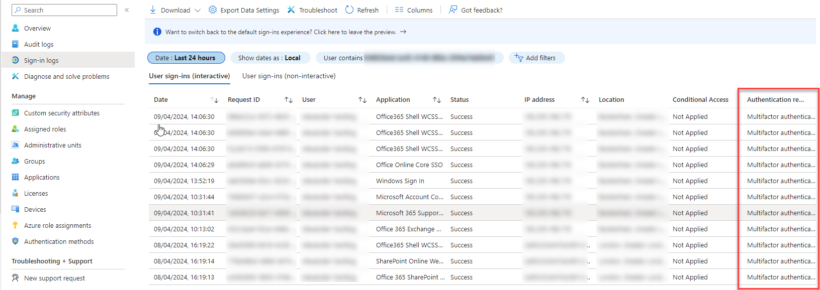 Entra Authentication Type