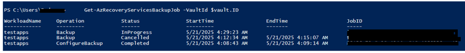 Backup job stuck in progress - Microsoft Q&A