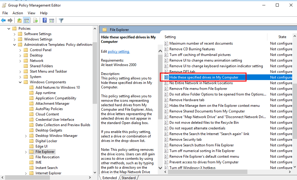 Using Group Policy Objects to hide specified drives - Microsoft Q&amp;A