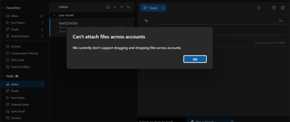 New Outlook error "Can't attach files across accounts" since Windows ...