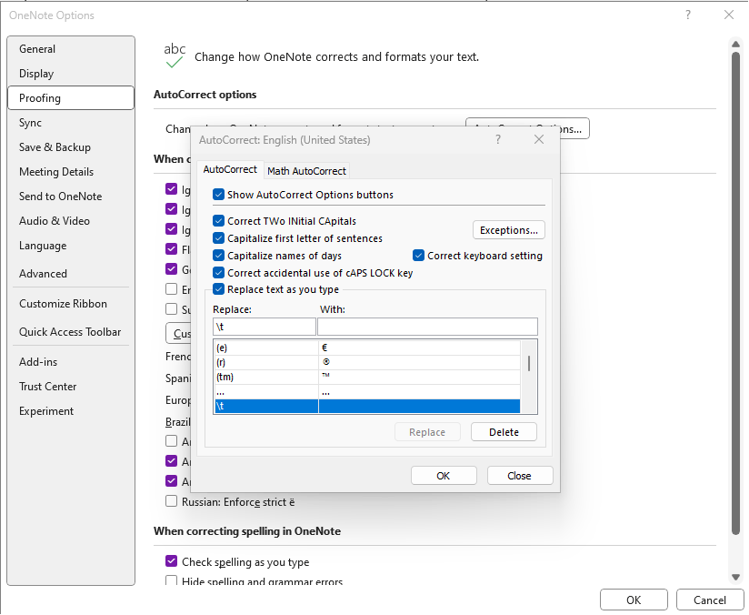Is there a way to insert a TAB space in OneNote? - Microsoft Q&A
