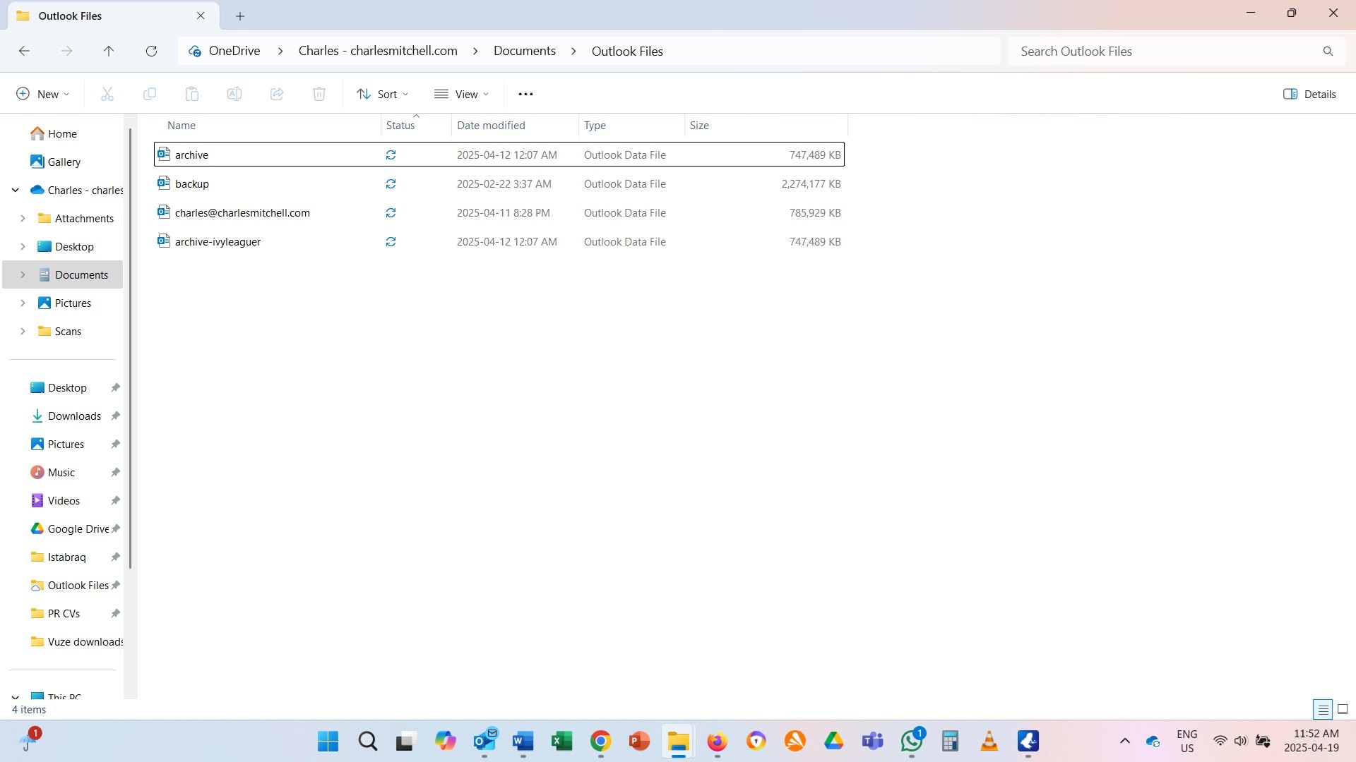 Cannot Keep Outlook .pst Files Stored Locally on New Computer ...