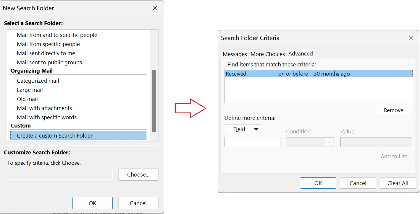 classic outlook search