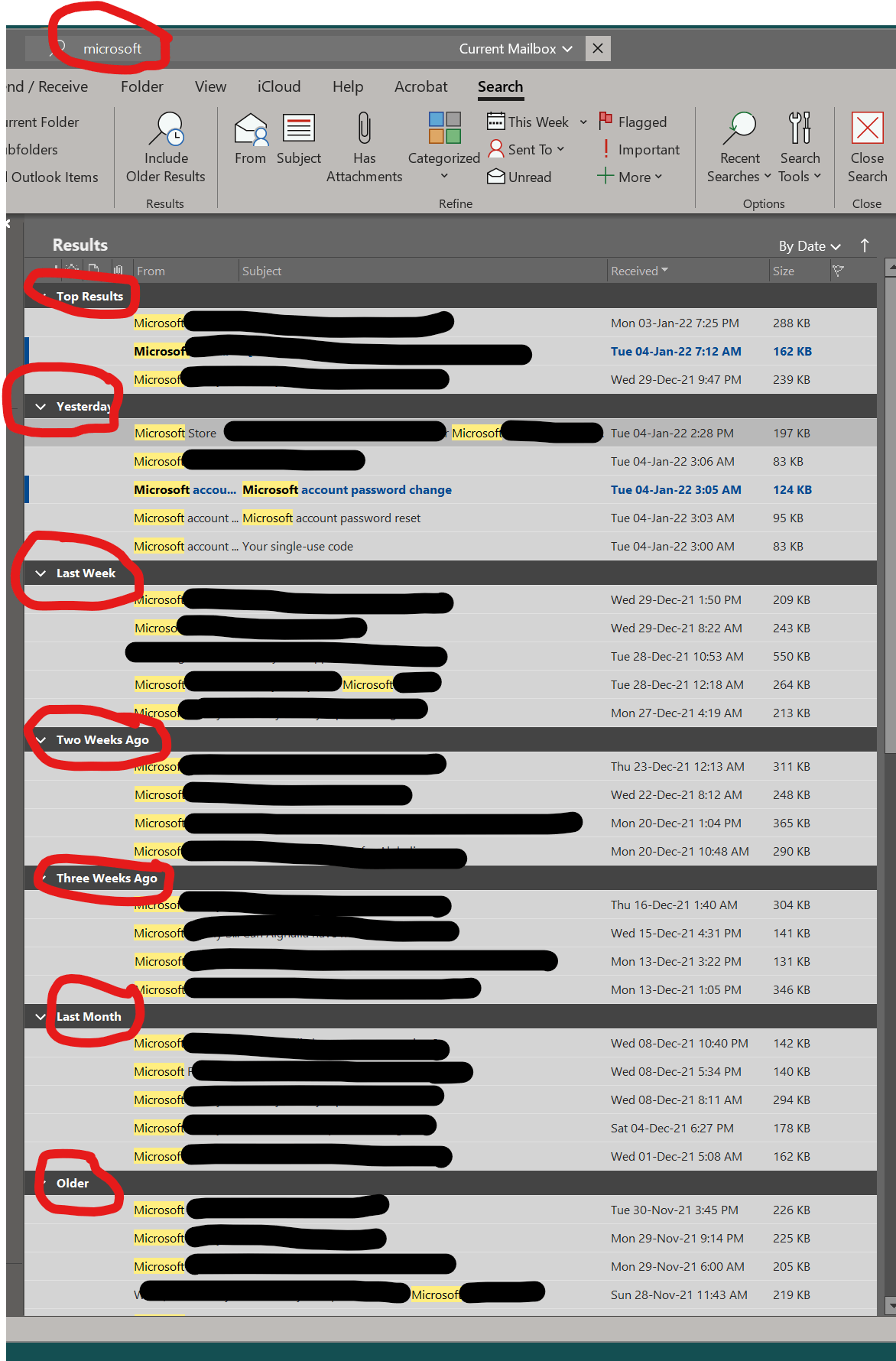 Outlook search problem. - Microsoft Q&A
