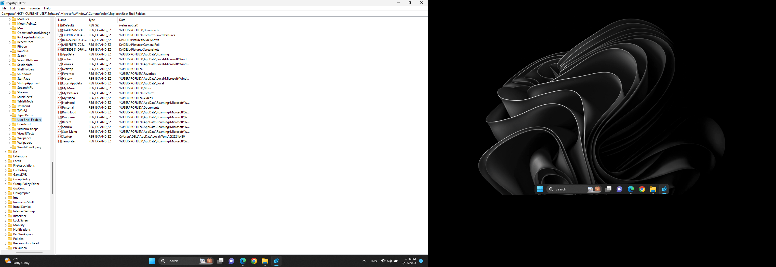 The DELL folder is missing and its components are in the Desktop folder ...