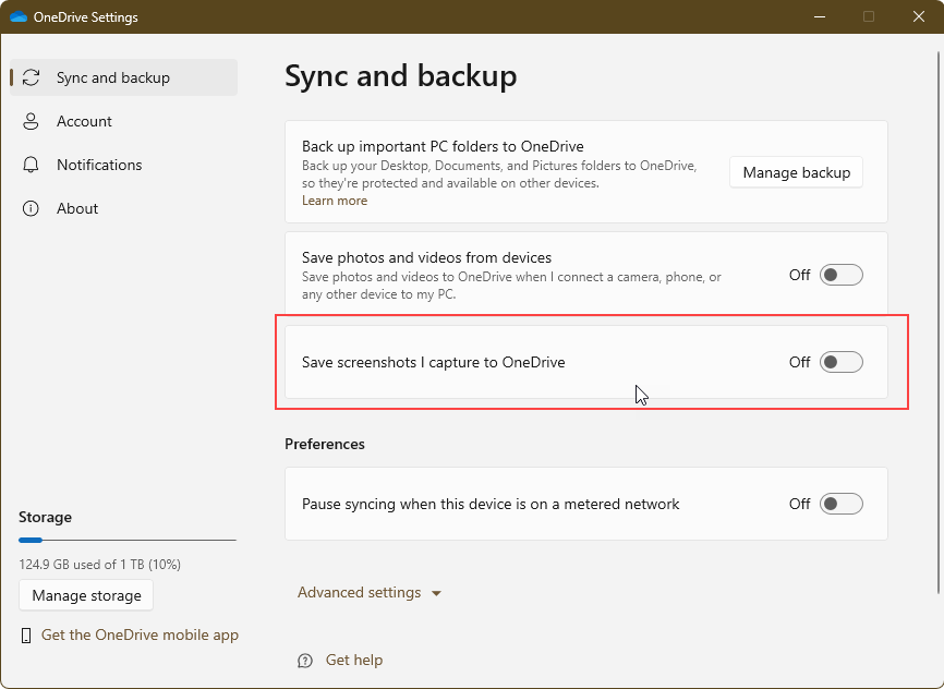 I am trying to stop screenshots from saving to one drive - but cannot ...