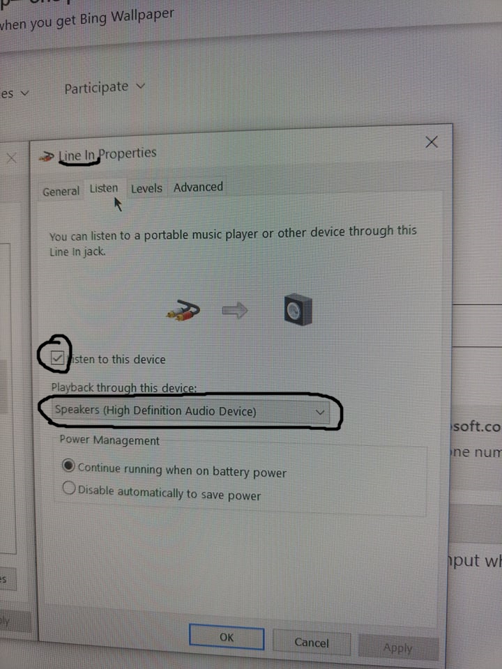Reproduce line-in audio through audio output. - Microsoft Q&A