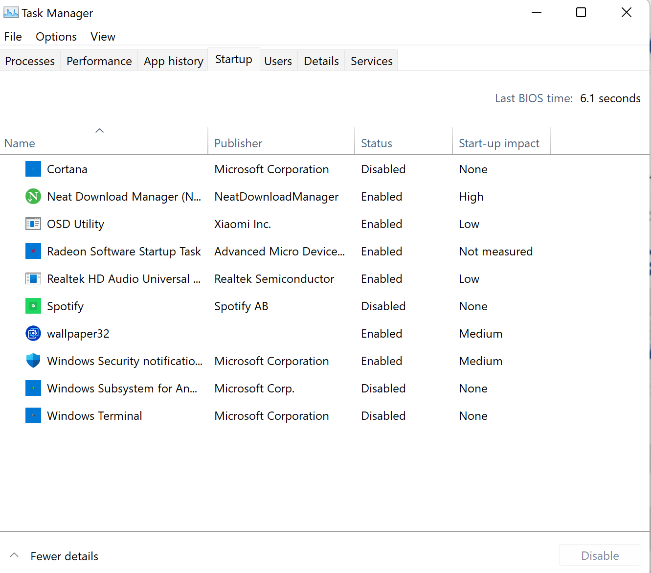 How not to show the disabled UWP apps from showing in the task manager ...