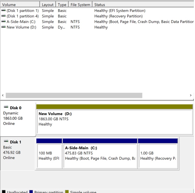 Blue question mark on new SSD drive and can not find 