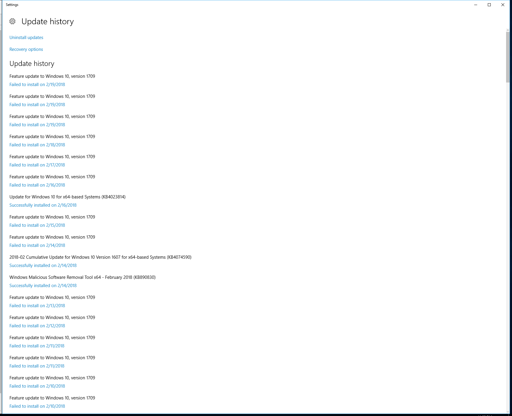Windows 10 Version 1709 update fails consistently - Microsoft Q&A