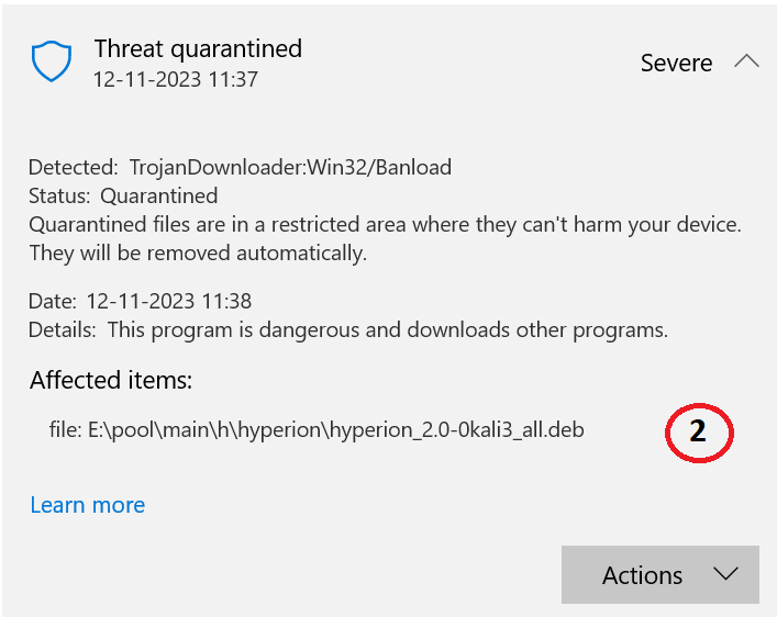 Did Windows defender detect False Positives while writing Kali Linux on ...