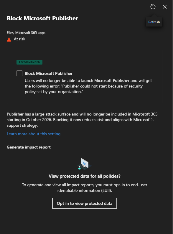 publisher could not start because of a security policy set by your ...