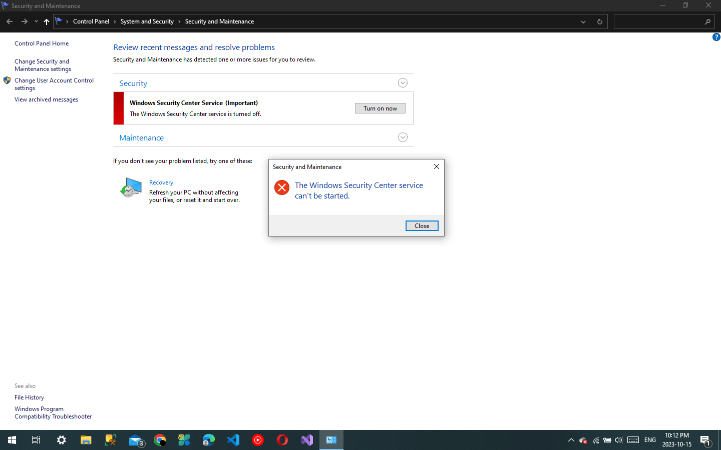 windows defender isn't working - Microsoft Q&A