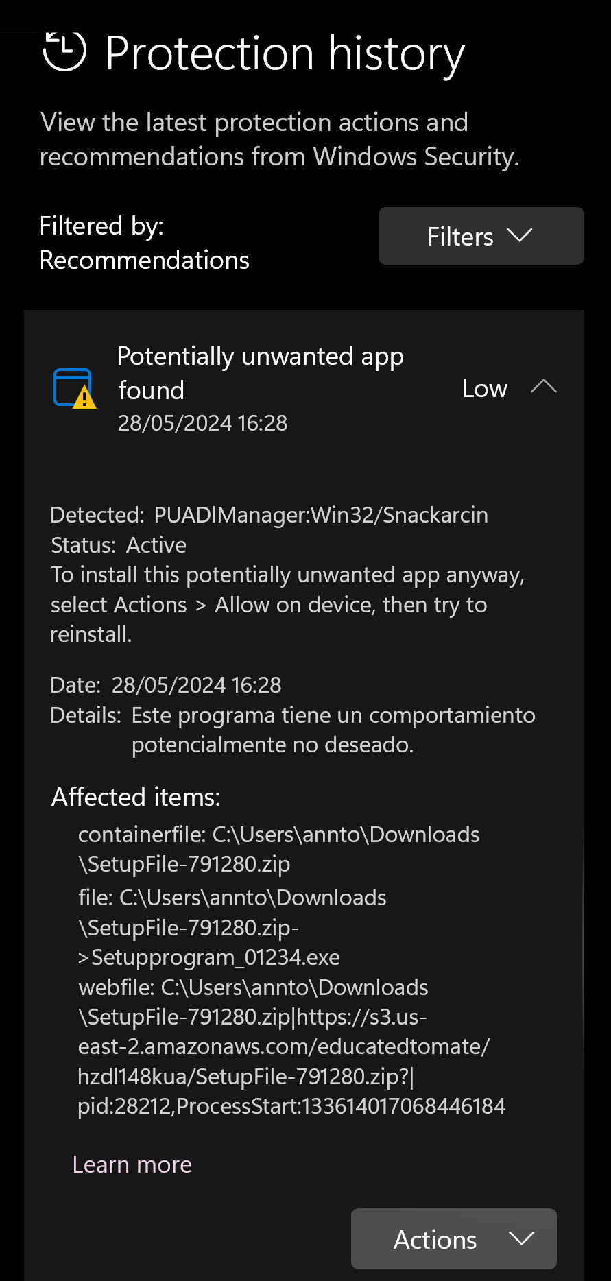 malware PUADlManager:Win32/Snackarcin - Microsoft Q&A