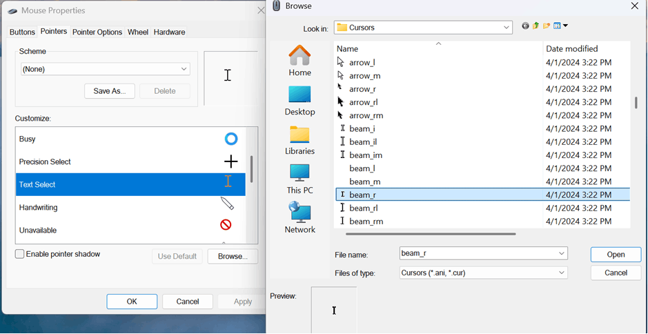 I just had an update to my comuter and now my pointer can't be seen at ...