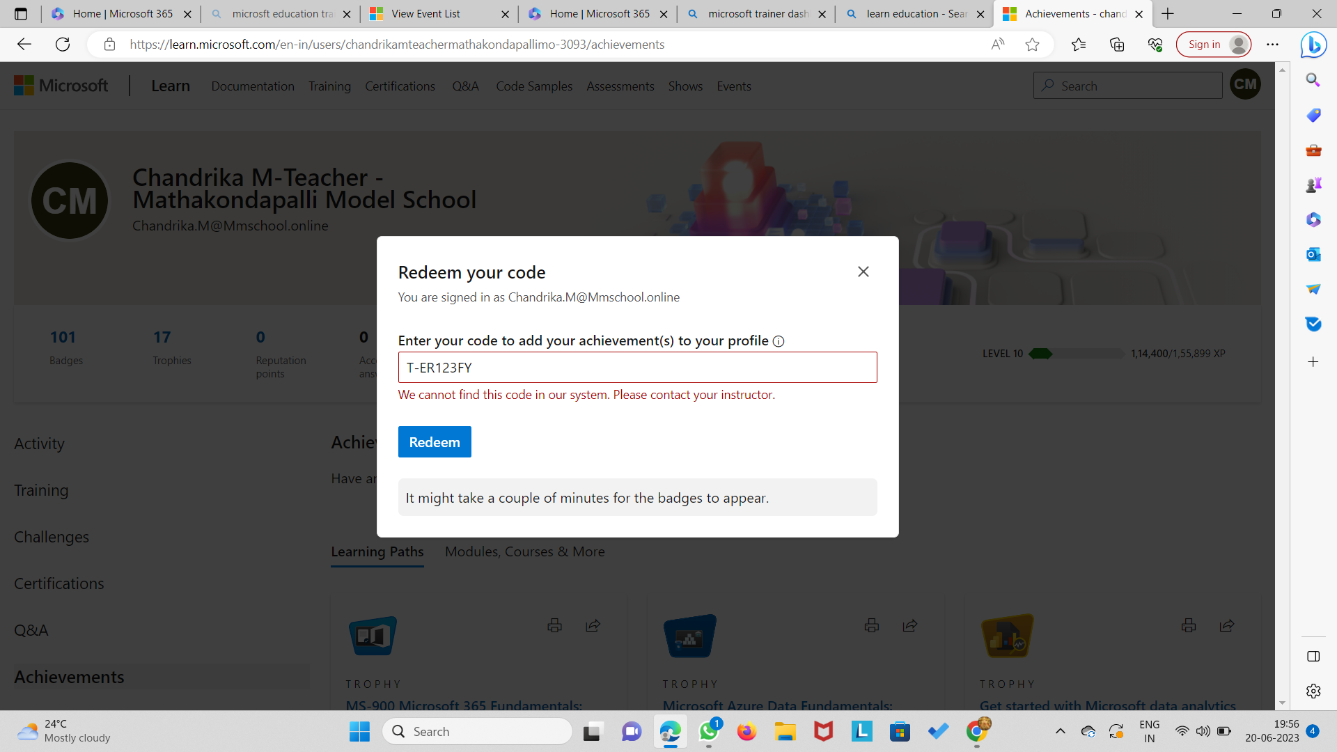 my-edutrack-redeem-code-is-not-working-microsoft-q-a