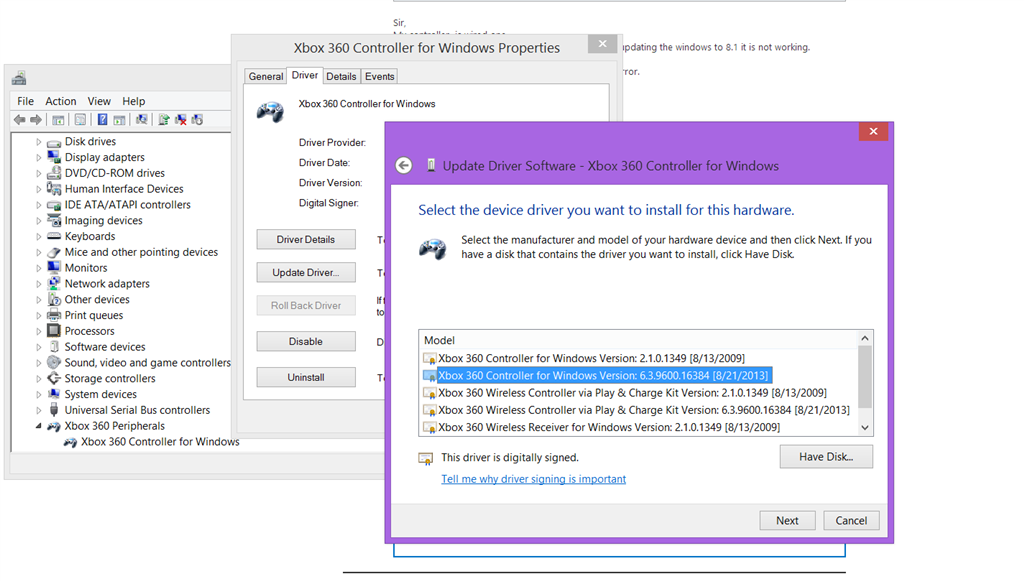 Xbox controller not working in windows 8.1 - Microsoft Q&A