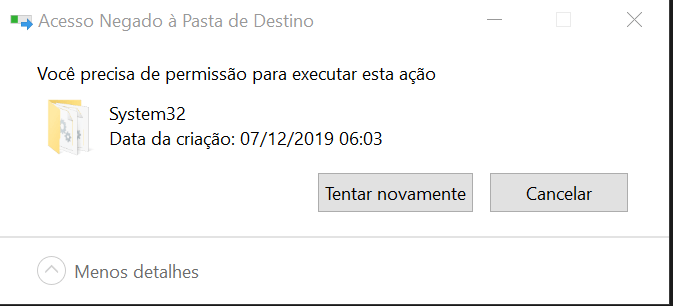 Ao tentar abrir um programa, aparece uma janela com a notificação
