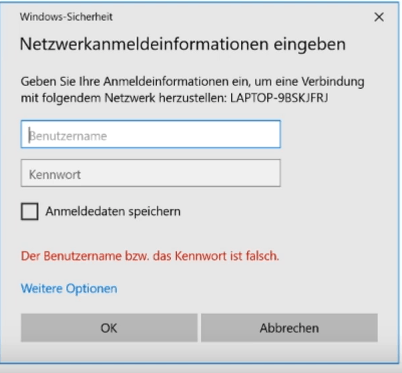 Windows 11 invalid username or password to access network shares ...
